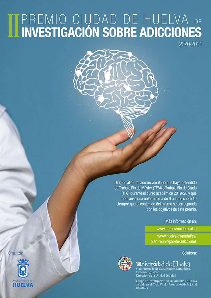 Cartel I Premio Ciudad de Huelva de investigacion sobre adicciones 2020